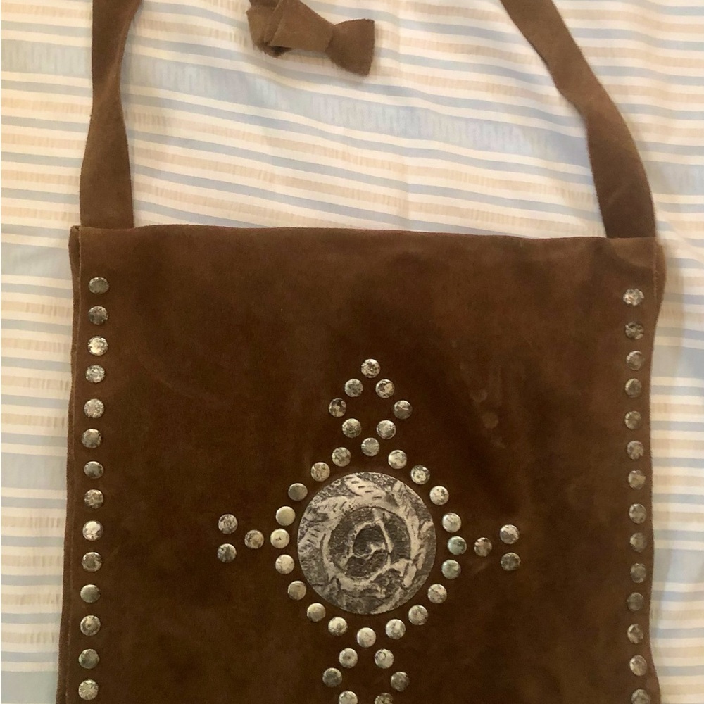 Suede Pouche With Metal Decoritive Rivets! New - Hand Made- (label a lil sticky)